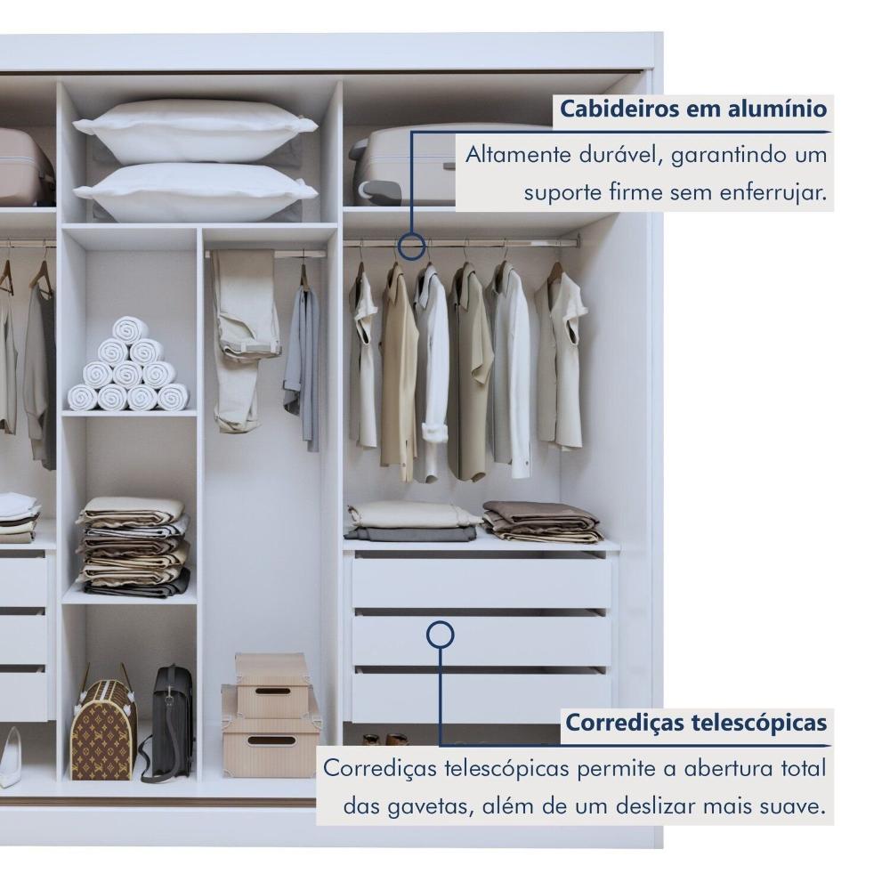 Miniatura Guarda-roupas 3 Portas de Correr 100% Mdf Monte Rei Branco