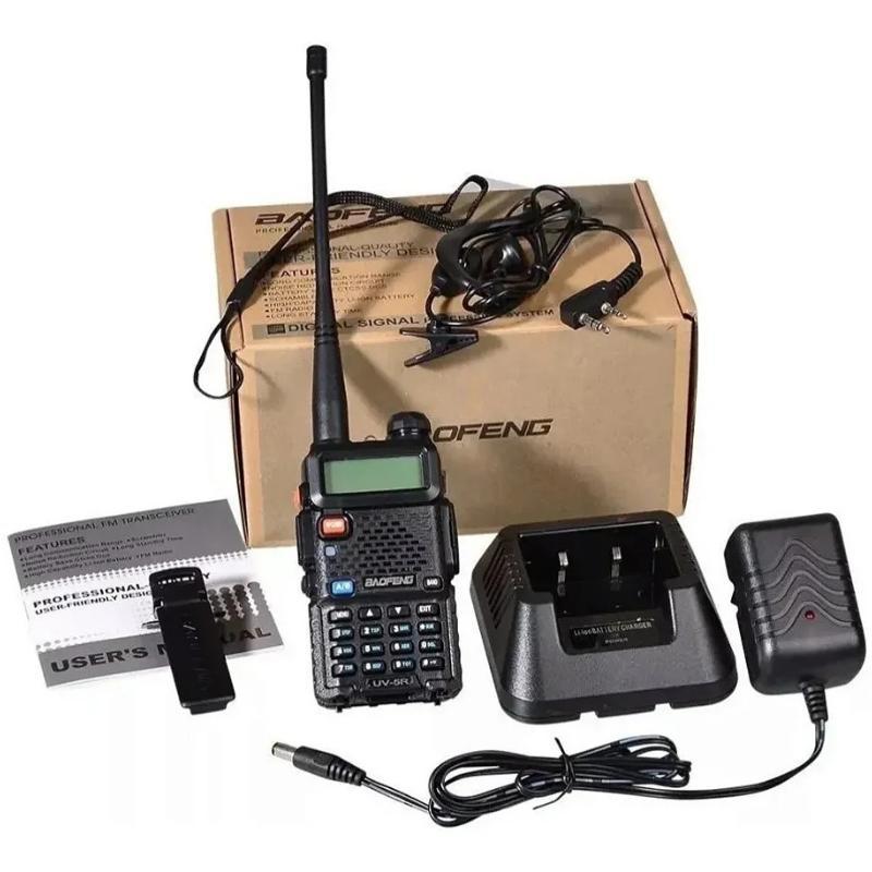 Miniatura Rádio Ht Dual Band Uhf E Vhf Baofeng Uv5R Rádio Cor Preto