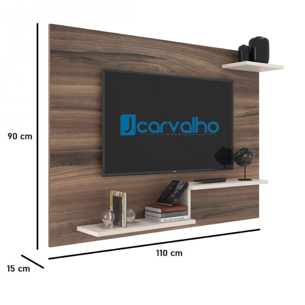 Miniatura Painel para TV até 49 Polegadas com Prateleira Denver J Carvalho Nogueira/Carvalho