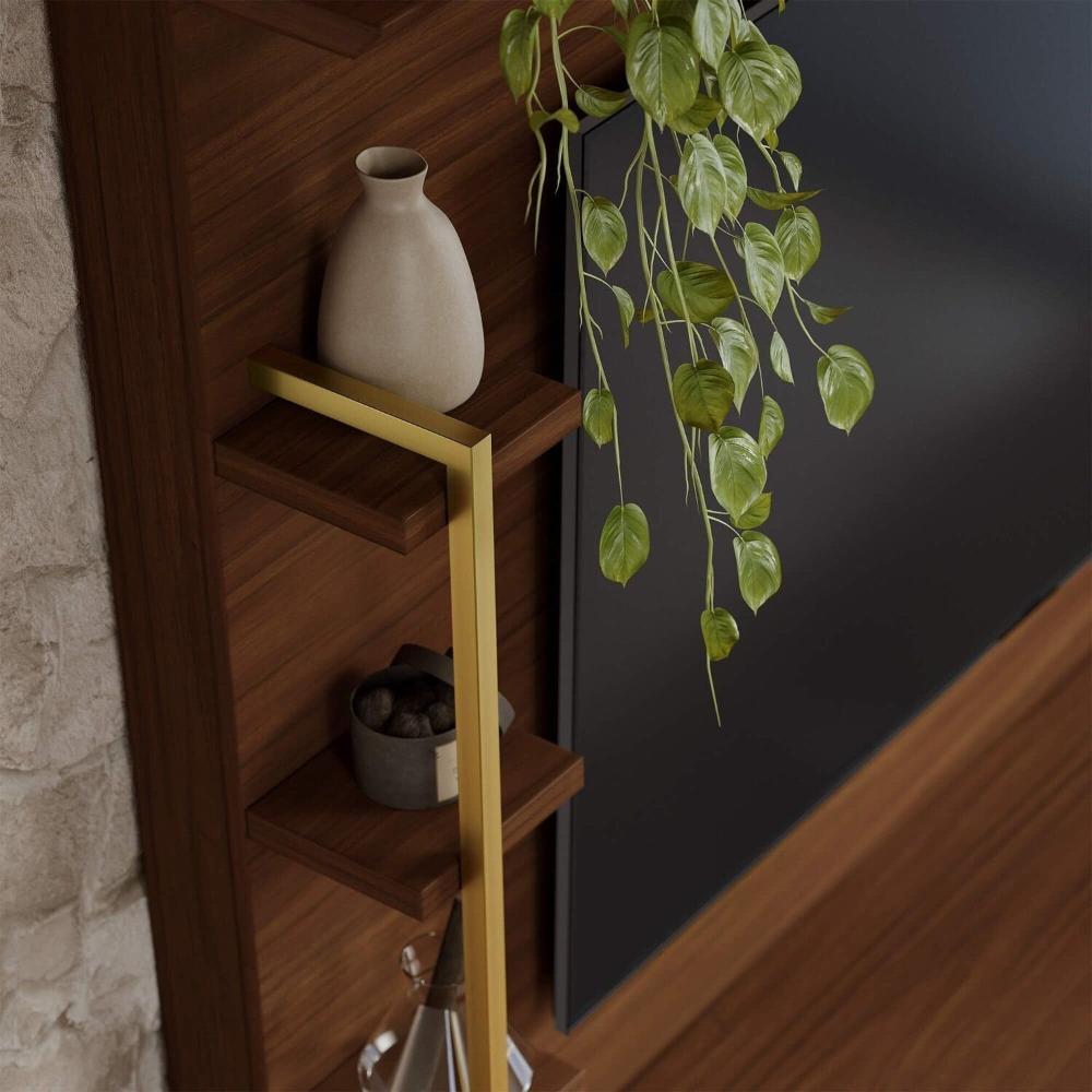 Home Theater 180 Cm para Tv até 70 Polegadas com 3 Portas Paraná Nogueira Real/Off White Matte