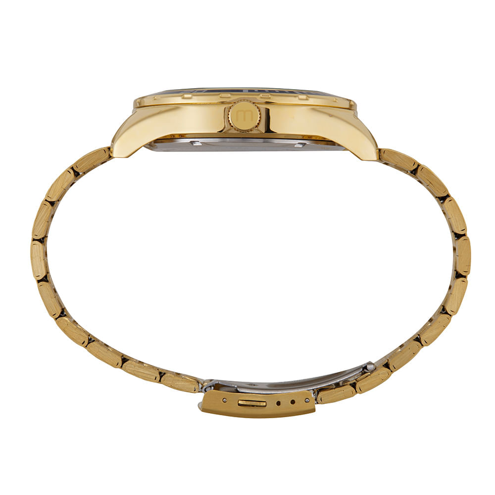 Miniatura Relógio Masculino Clássico Dourado com Visor Preto