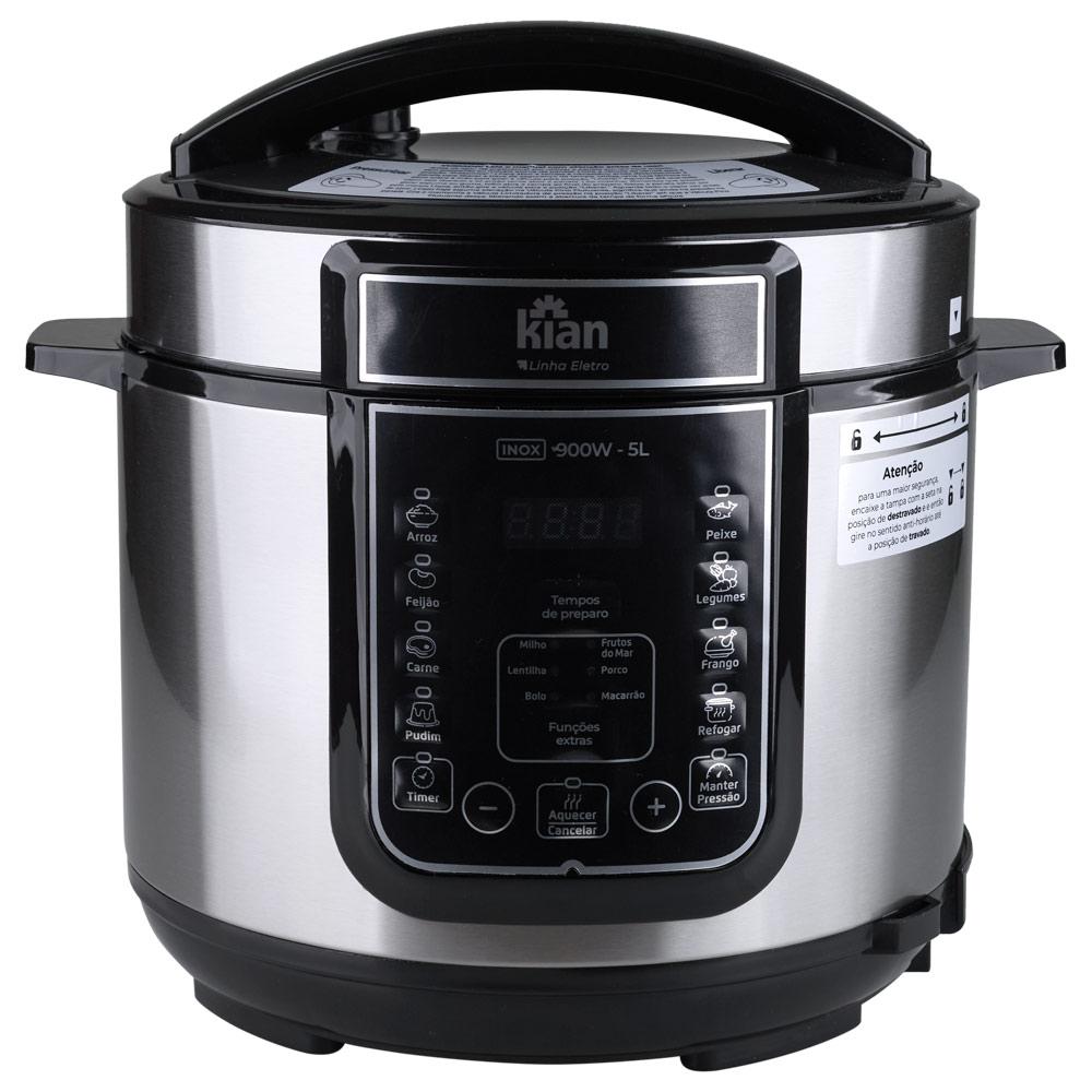 Panela de Pressão Elétrica 5L Kian PPE-101 Preta com Prata 127V Preto - 127V