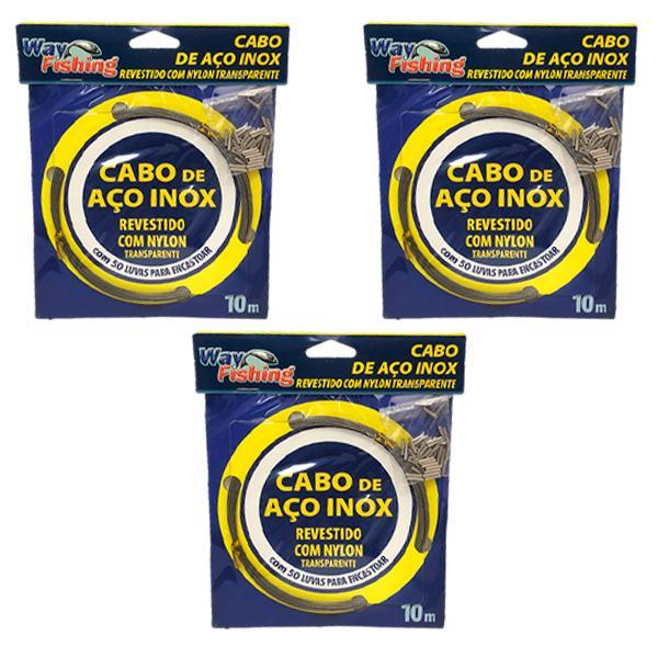 Miniatura Kit 3Un Empate Aço Pesca Way Fishing Nickel 10M 40 70 200Lbs