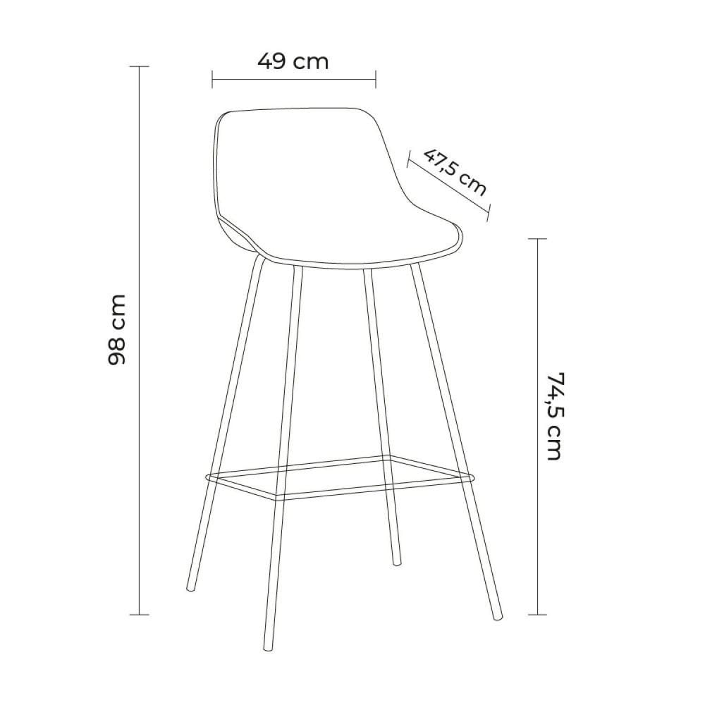 Miniatura Conjunto 2 Banquetas Bogotá PU Rivatti Móveis Caramelo/Cinza Escuro