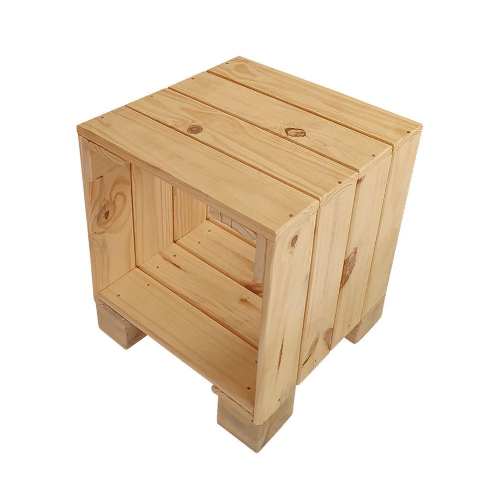 Miniatura Conjunto 2 Mesa Cabeceira Rústico Em Palete Marrom