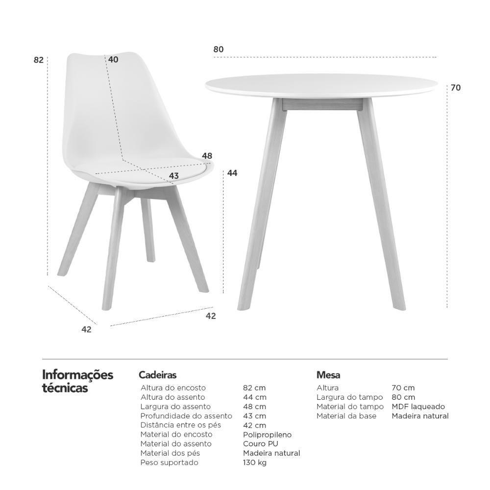 Mesa Leda 80 Cm Preto + 4 Cadeiras Leda Cinza Escuro Mesa Preto Com Cadeiras Cinza Escuro