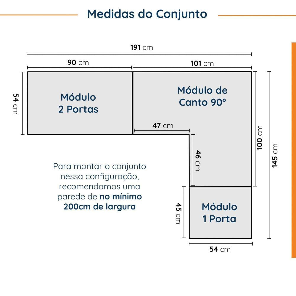 Miniatura Guarda Roupa Modulado Canto 5 Portas 3 Peças Hera CabeCasa MadeiraMadeira Louro