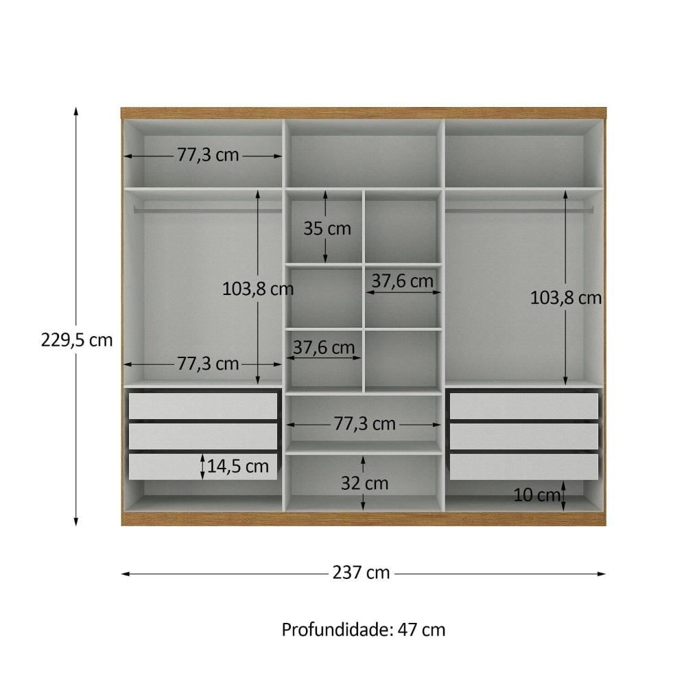 Miniatura Guarda-roupa Casal com Espelho Monte Carlo Cinamomo / Off White