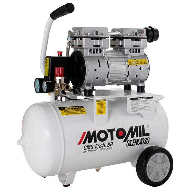 Miniatura Compressor Odontológico 5 Pés 24L 120PSI Silencioso 220V CMS-5/24BR MOTOMIL 220V