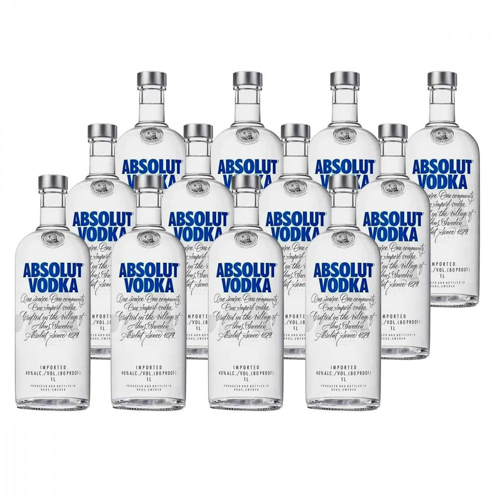 Miniatura Vodka Sueca Absolut Tradicional 1 Litro Caixa com 12 unidades