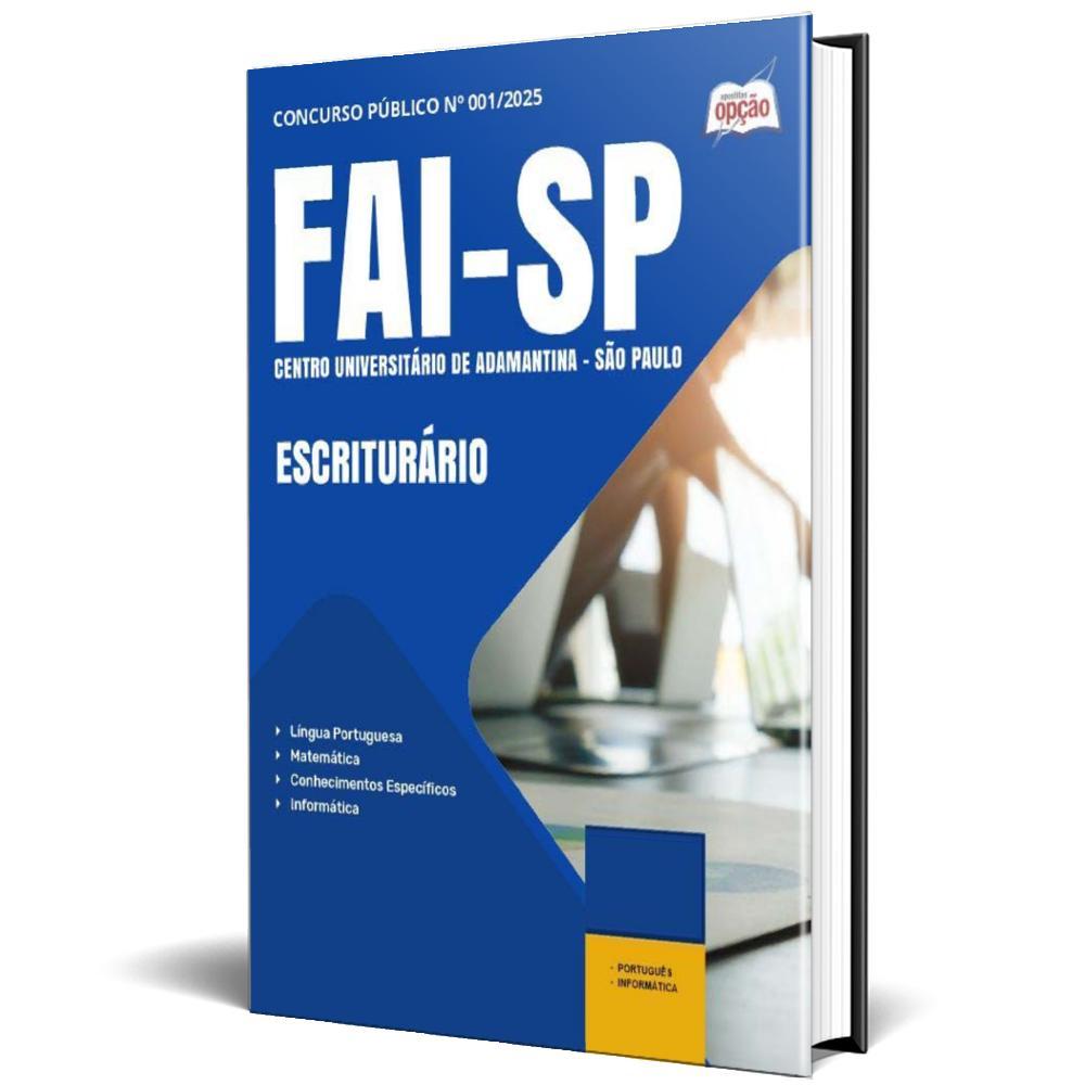 Miniatura Apostila Concurso Fai Sp 2025 - Escriturário