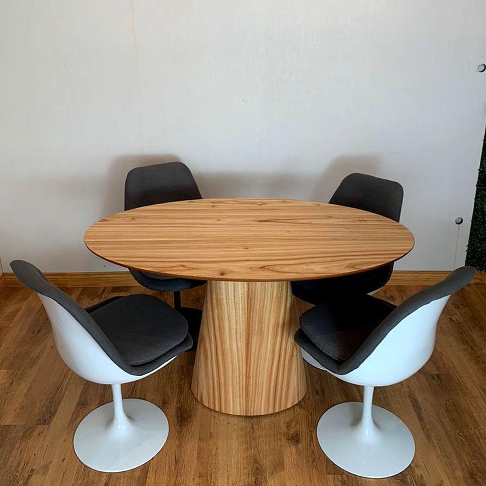 Miniatura Mesa De Jantar Cone Oval 140X90 Tampo Cinamomo Base Marrom
