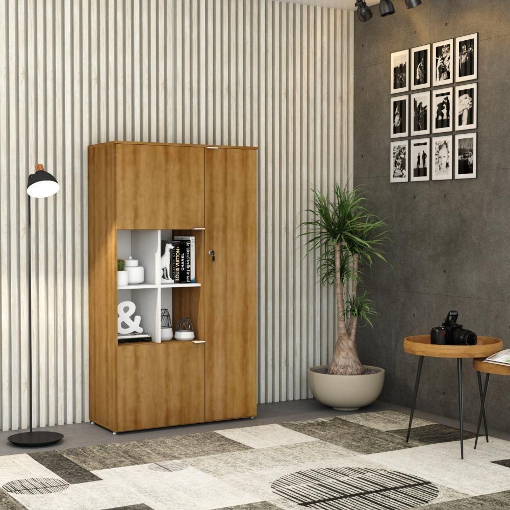 Miniatura Armário Alto Com nicho E 03 Portas 161,5x90x42cm Wlan90 Lâmina Mel - Branco
