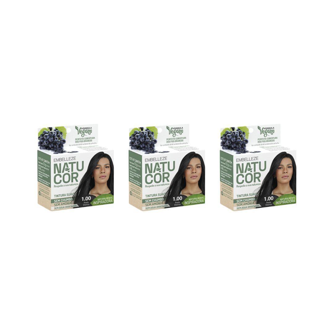 Miniatura Coloraçao Natucor 1.00 Preto Intenso - Kit Com 3Un