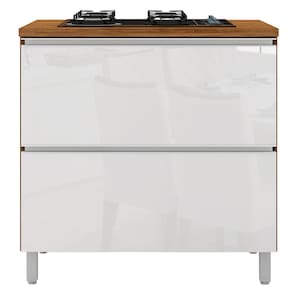 Cozinha Completa Bartira Amazonita com 9 Portas, 7 Prateleiras e 4 Gavetas - 271,2cm de largura - Damasco