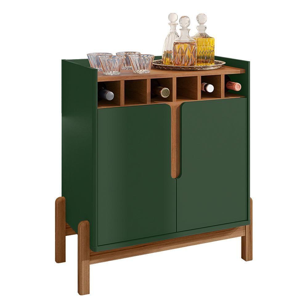 Miniatura Aparador Barzinho Lizz Com Adega 2 Portas Verde Oliva-cedro - Casa D Verde Oliva-cedro