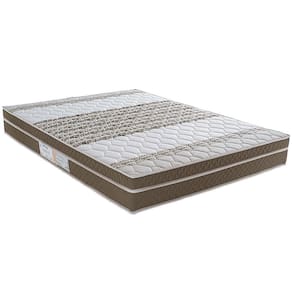 Miniatura Cama Box de Casal Biflex Ilhéus com Molas Ensacadas e Euro Pillow 63x138x188cm - Marrom/Bege Estampado