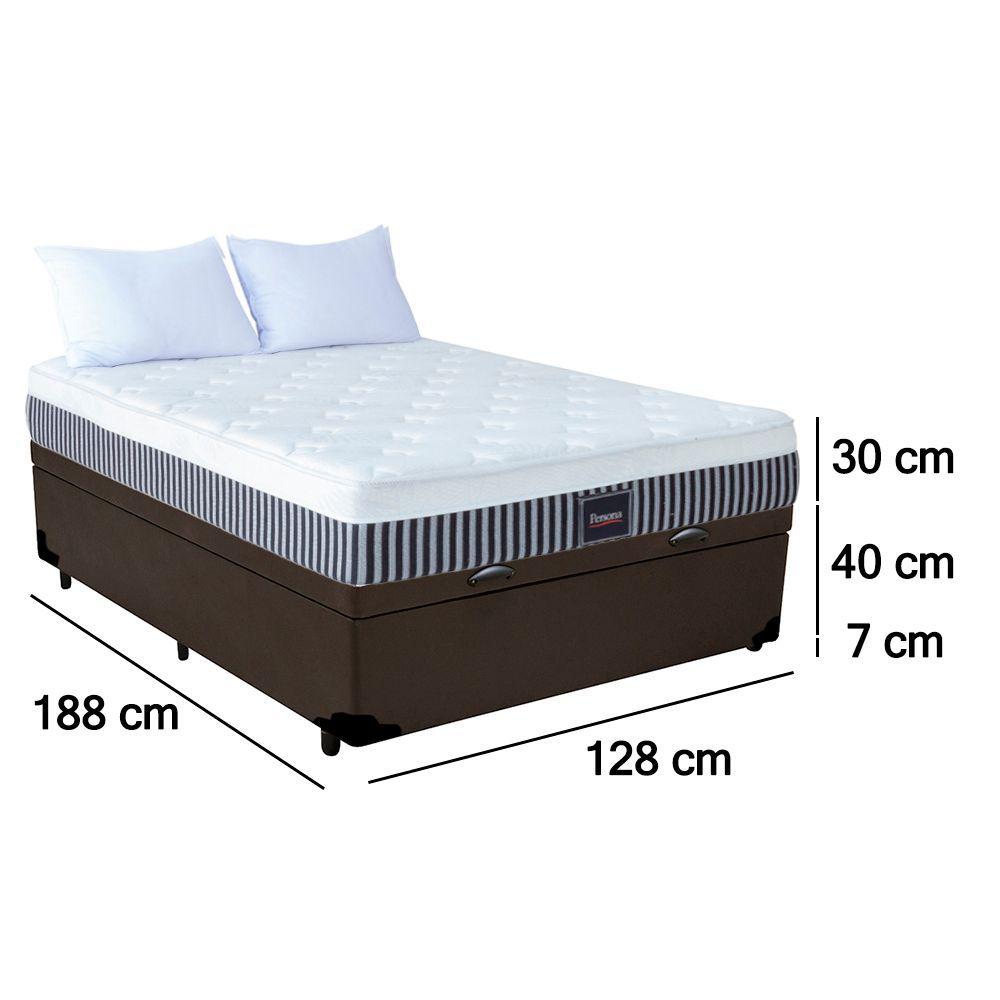 Cama Box Baú Viúva Sintético + Colchão Prime Viúva Persona 128x188x77 Cor: Marrom