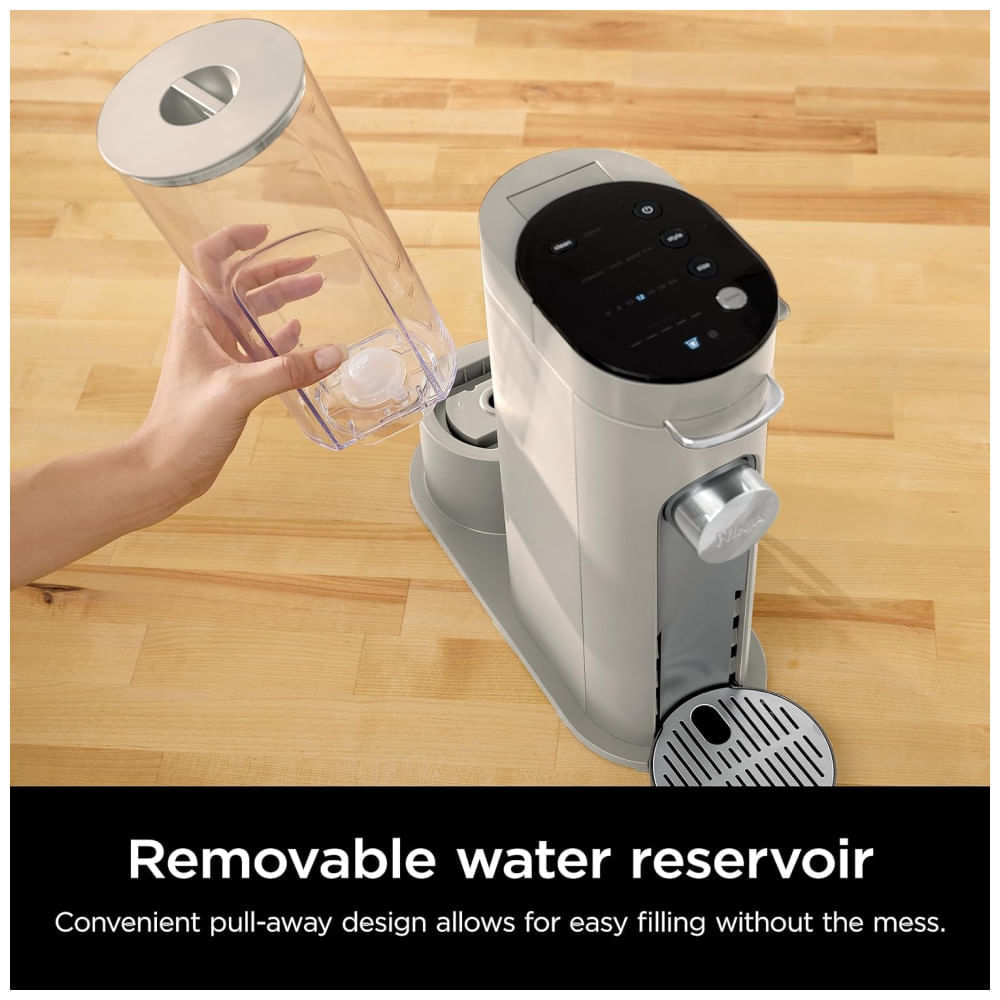 Miniatura Cafeteira Programável 4 em 1 para Capsulas ou Café Moído, Frio ou Quente com Batetor de Leite, 110V Ninja PB041ST, Cinza Pedra 110v