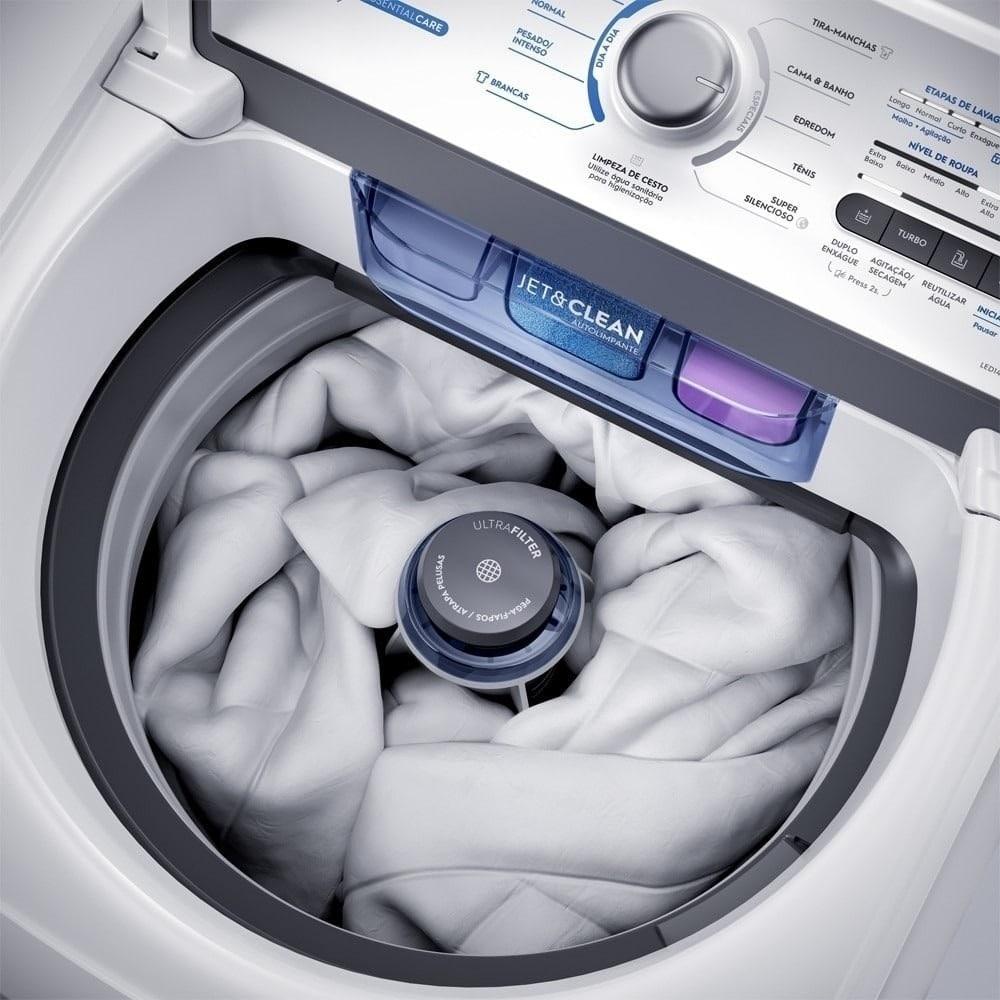 Miniatura Máquina de Lavar Roupas Electrolux LED14 14 Kg Essential Care com Cesto Inox, Branco - 220 Volts