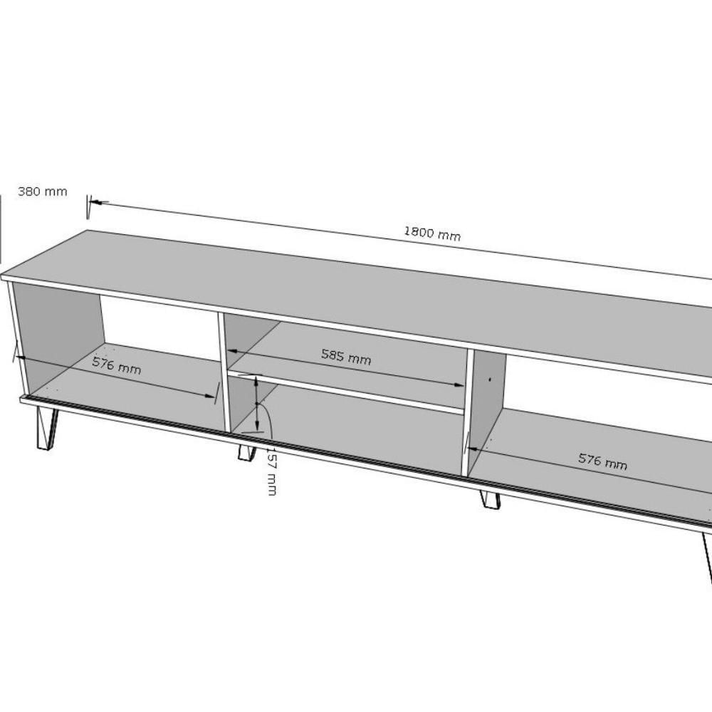 Miniatura Rack Denver 180cm para Tv até 75 Polegadas 2 Portas Nature/Off White