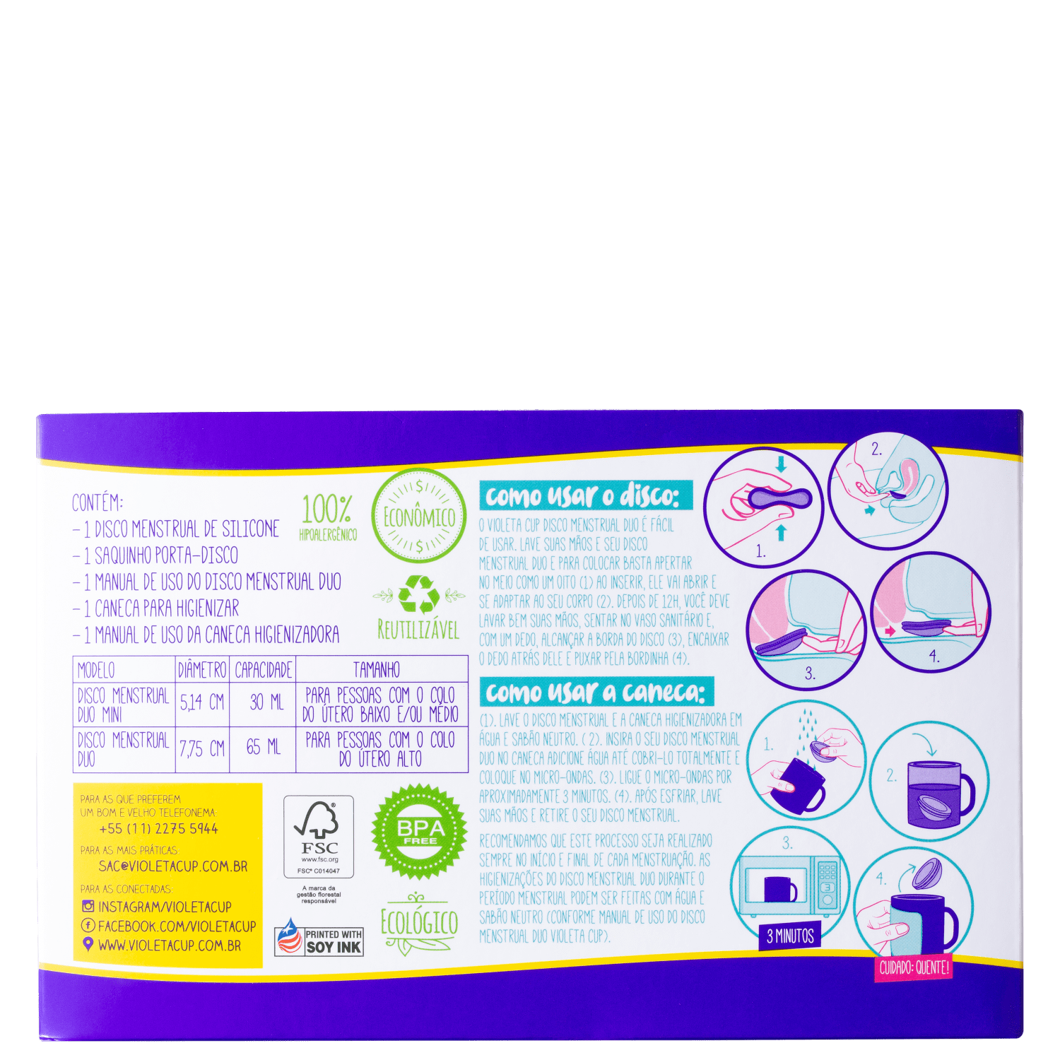Miniatura Kit Violeta Cup Disco Menstrual Duo Vermelho (2 Produtos)