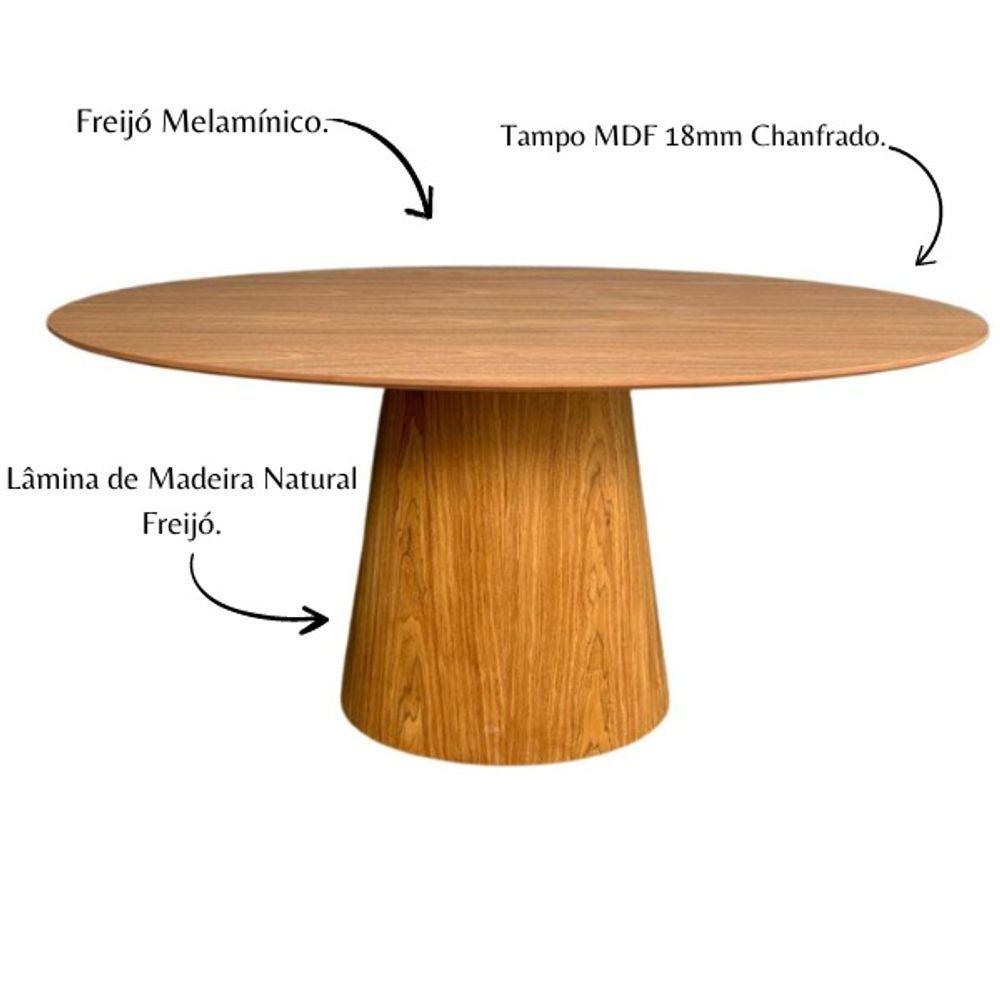 Miniatura Mesa De Jantar Cone Oval 200x100 Cm Tampo Freijó Base Freijó Cor Marrom