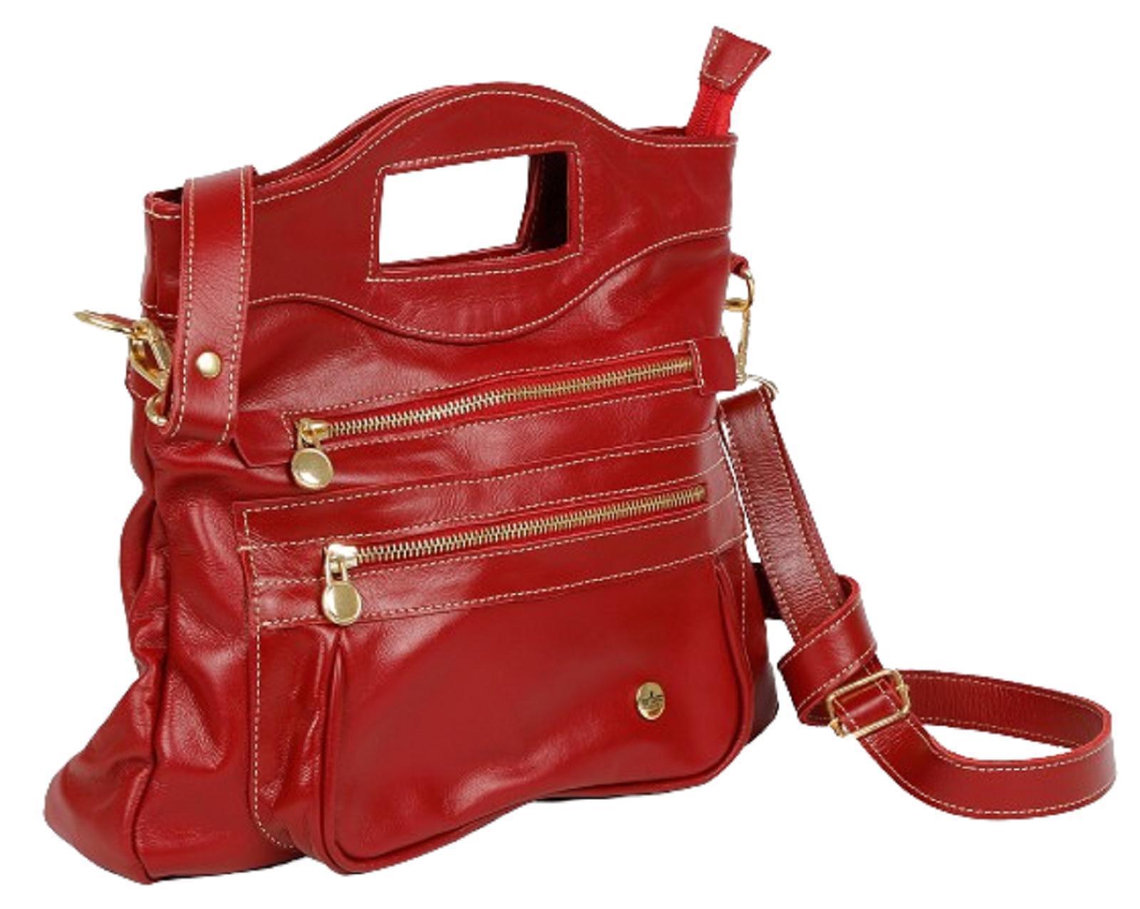 Miniatura Bolsa Transversal Feminina Luxo Em Couro Vermelha