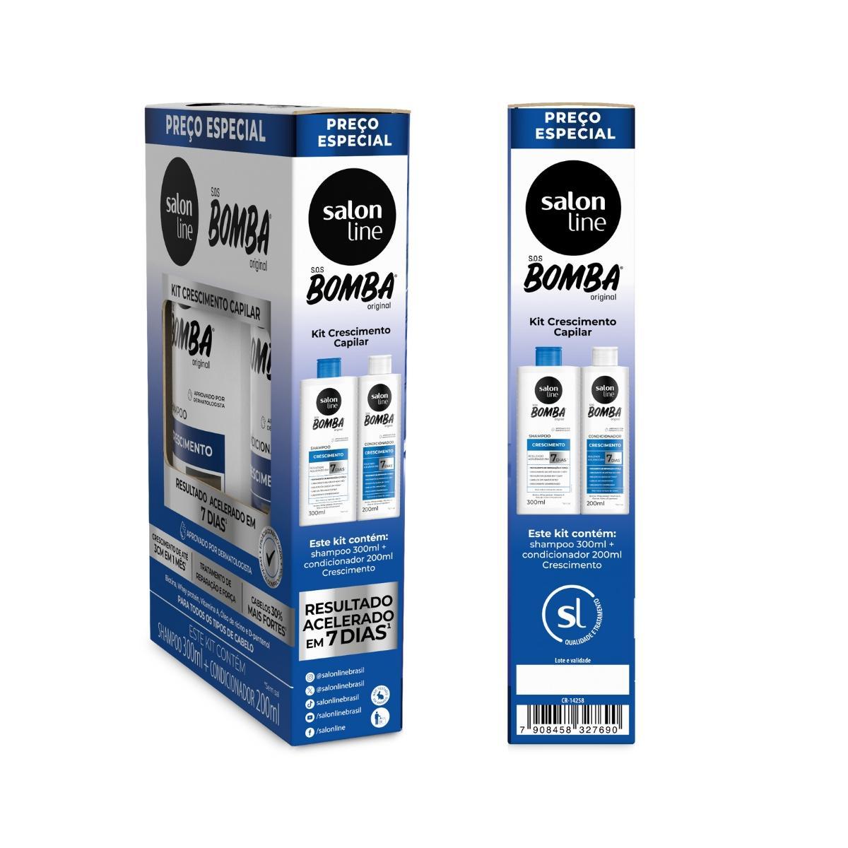 Kit Shampoo 300Ml + Condicionador 200Ml Sos Bomba Salon Line