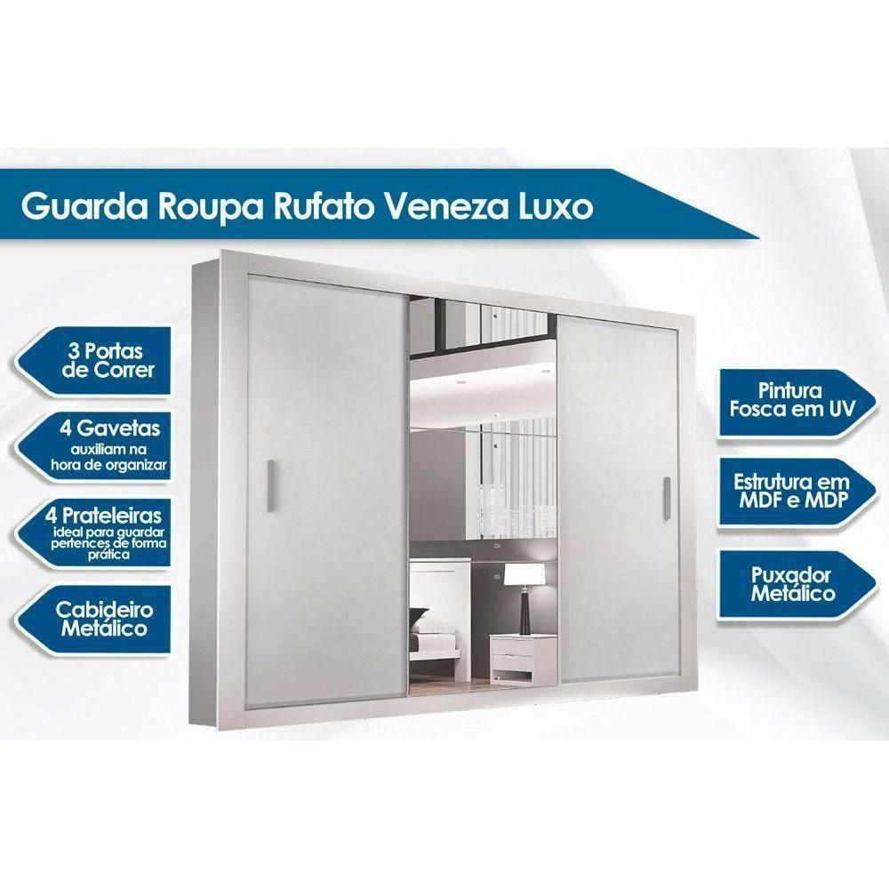 Cama Solteiro Invcta + Pérola Polar + Guarda Roupa Veneza Luxo Branco