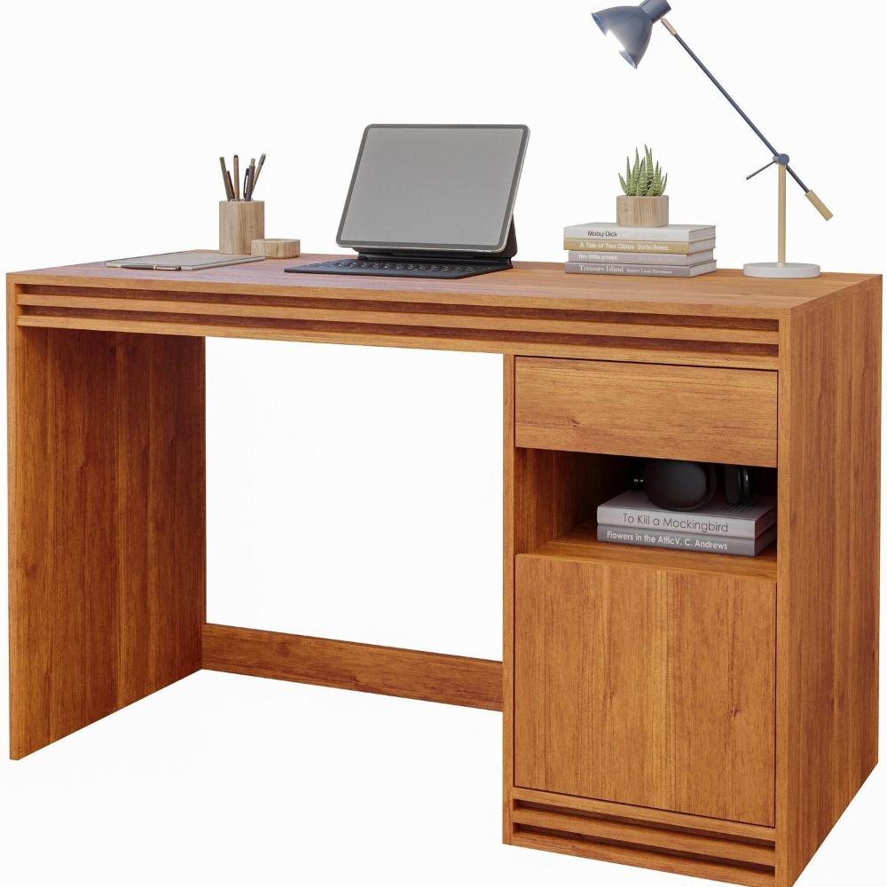 Miniatura Mesa Computador Escrivaninha Mila 1 Porta e 1 Gaveta Cinamomo