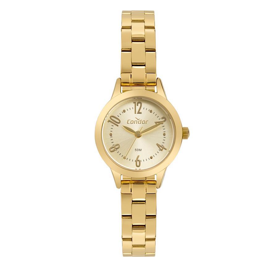 Miniatura Relógio Condor Feminino Dourado 25mm Resistente Água