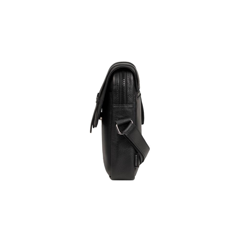Miniatura Shoulder Bag Masculina de Couro Leme Preta Preto