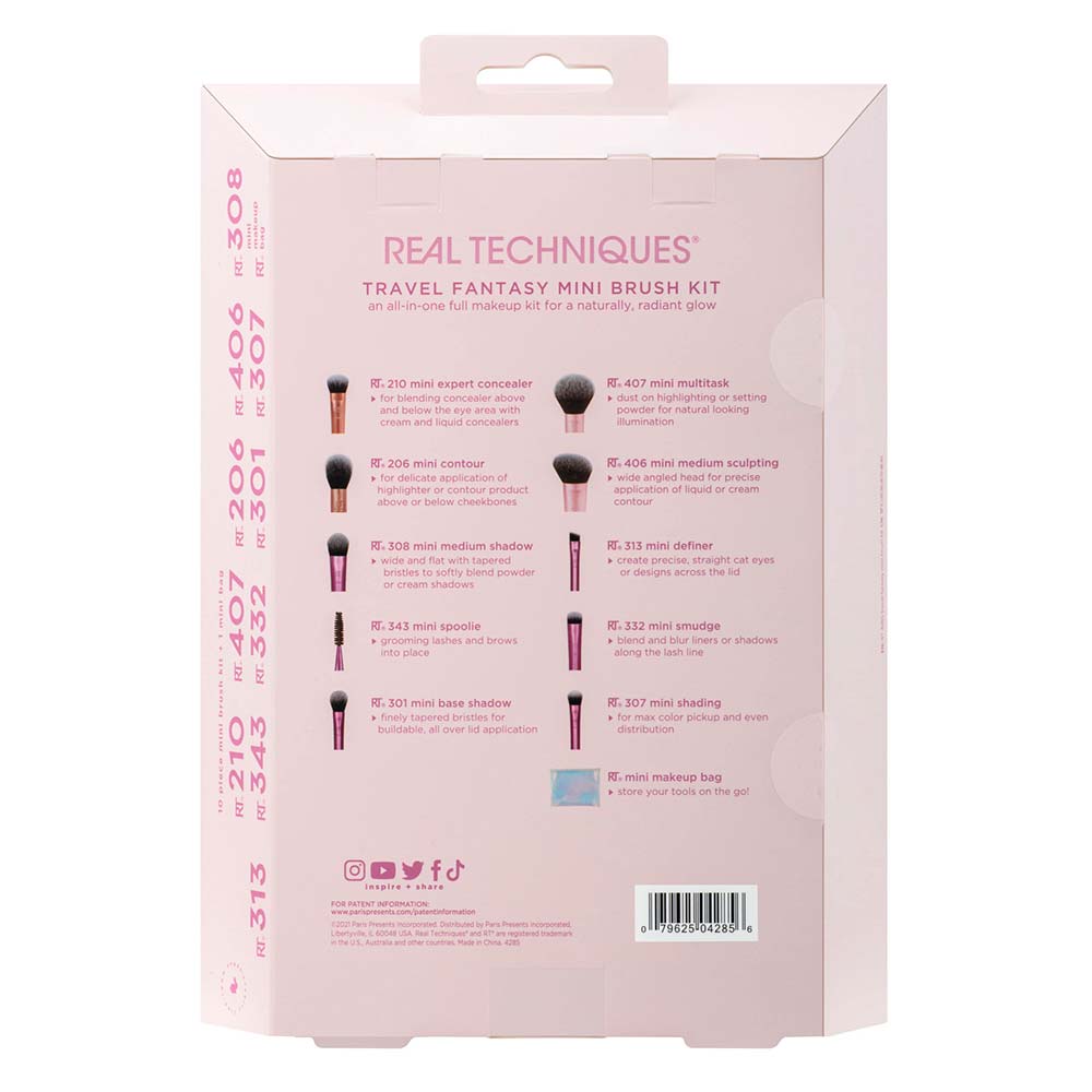 Real Techniques Kit - 10 Pincéis + Bolsa Travel Fantasy Kit