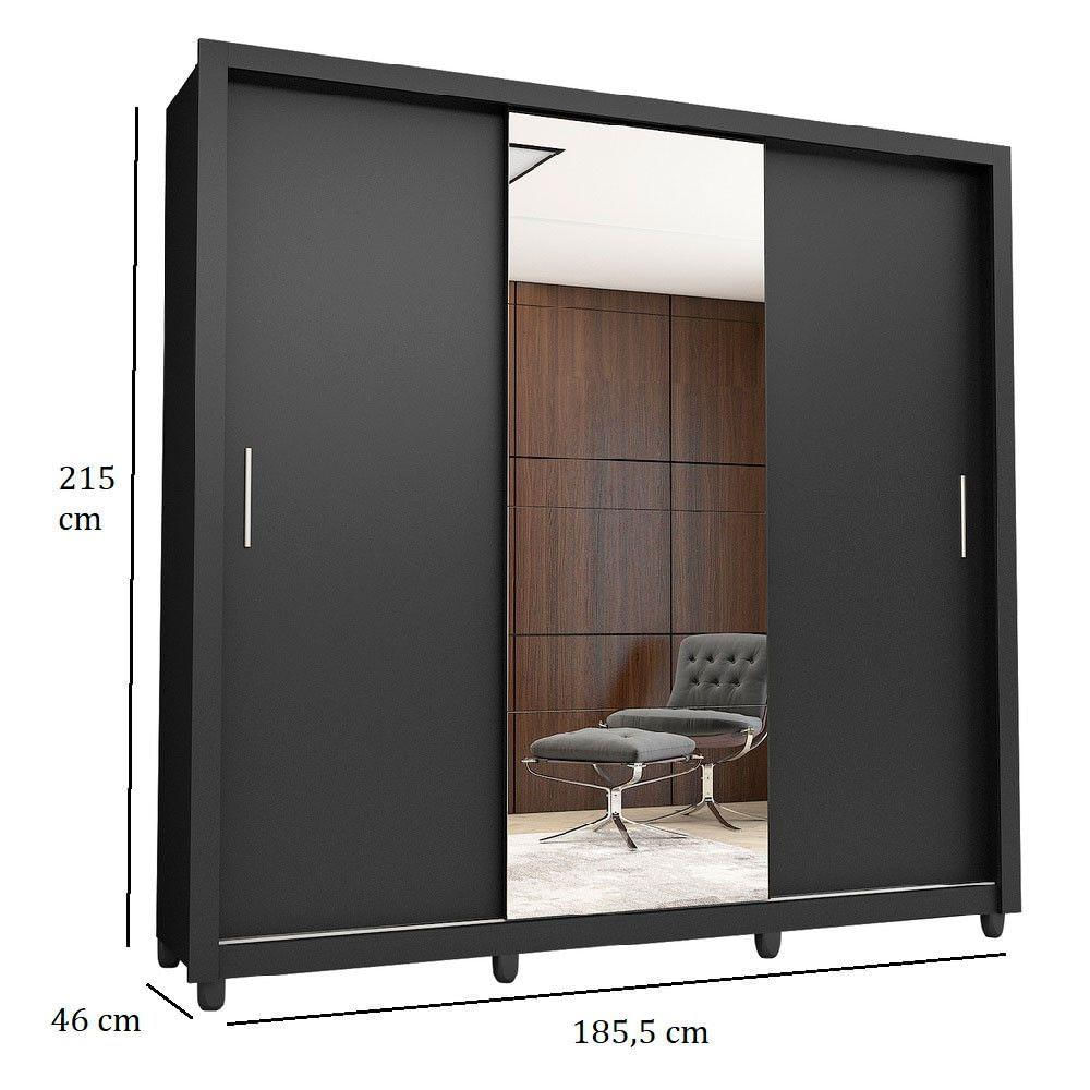 Miniatura Guarda Roupa Clara Plus Casal 3 Portas Carioca Móveis Preto