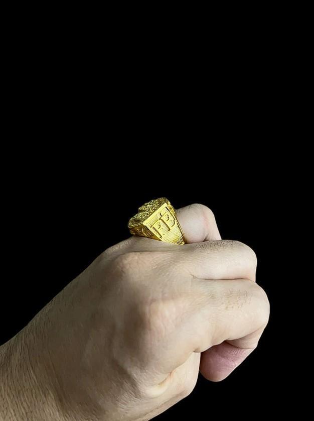 Miniatura Anel 3D Jesus Cristo - Banhado A Ouro 18K