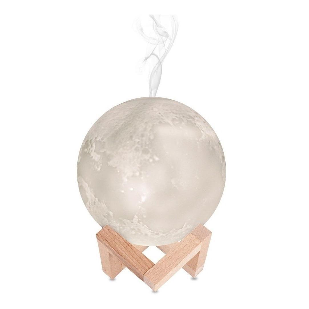 Miniatura Umidificador Aromatizador Luminária Abajur Lua Led 880Ml 3D Umidificador - Aromatizador,ultrassônico - Bivolt