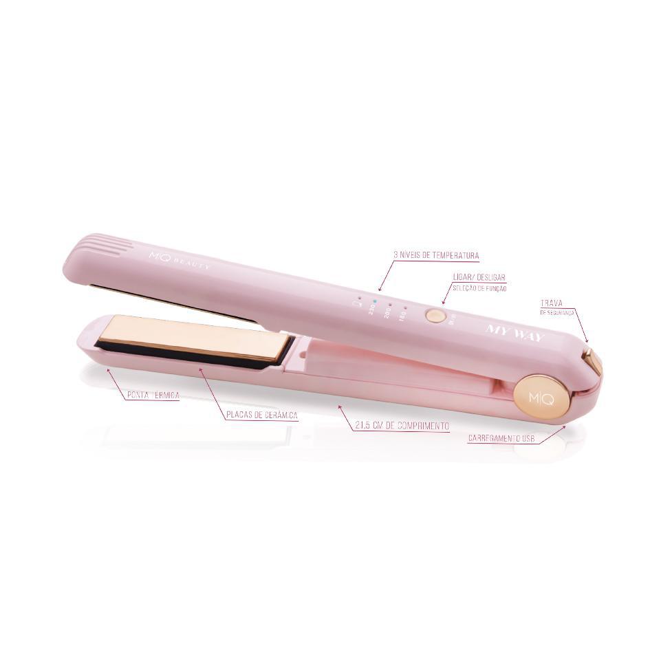 Miniatura Prancha De Cabelo Mq Beauty Sem Fio My Way Rosé Rosé