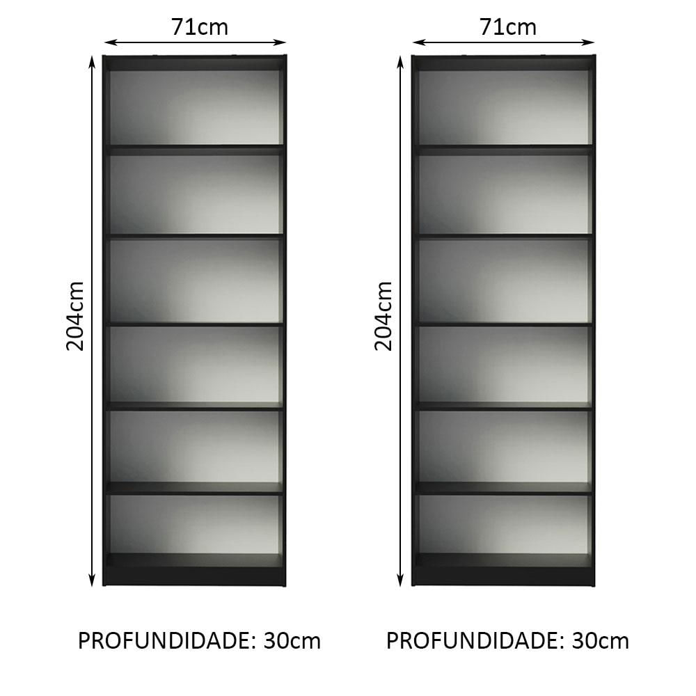 Miniatura Kit Madesa com 2 Estantes Livreiro 6908 - Preto Preto