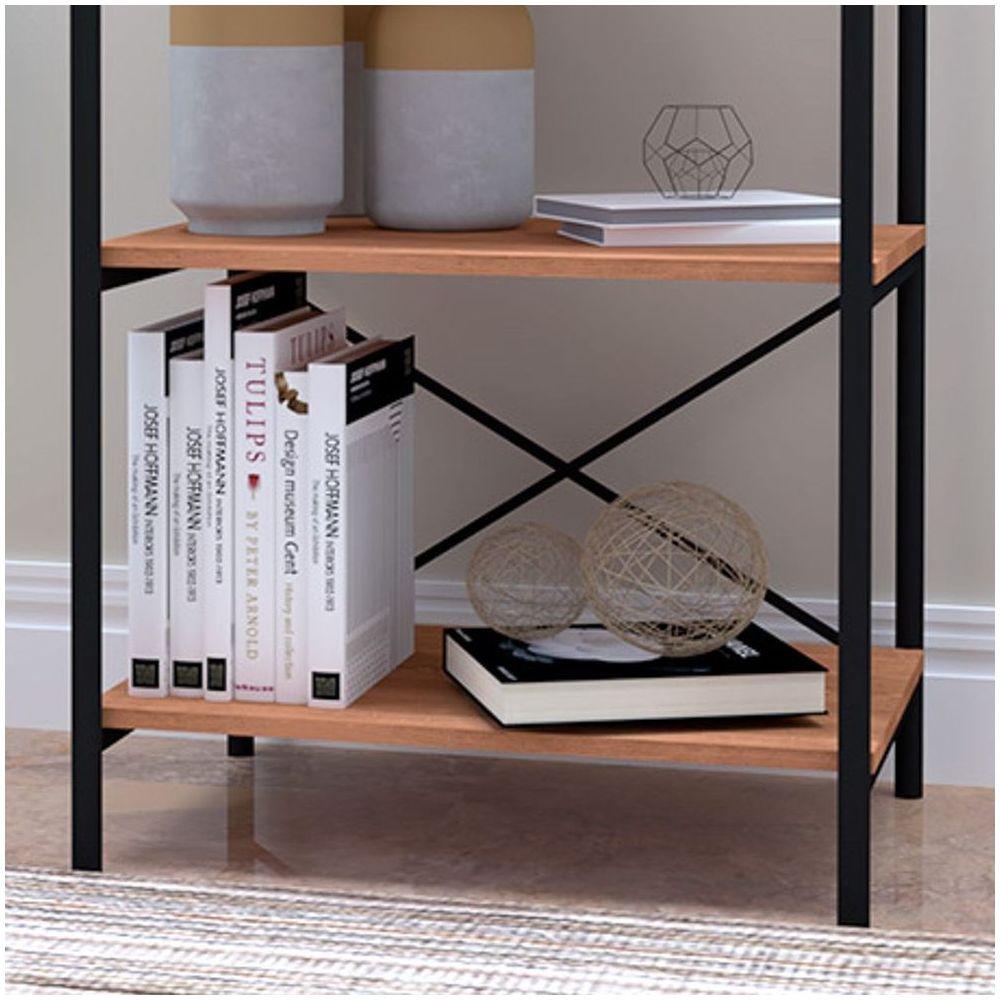 Miniatura Estante Livreiro Baixa Multiuso 60cm 4 Prateleiras Padova Demolição/preto