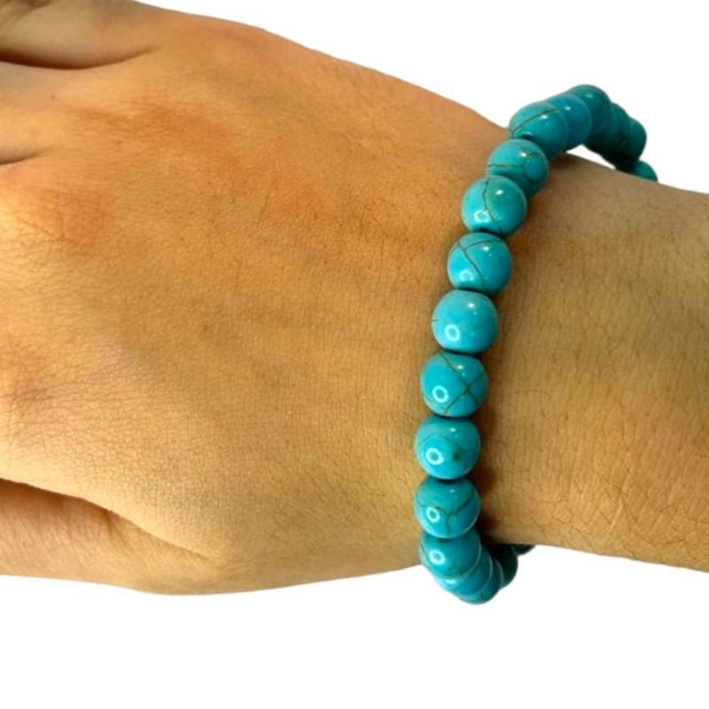 Miniatura Pulseira Resina Cor Azul Turquesa 8 Mm