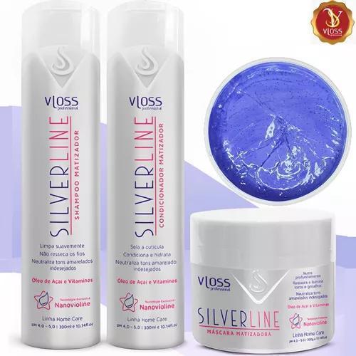 Miniatura Kit Matizador Vloss Silver Line Shampoo Máscara Condicionado