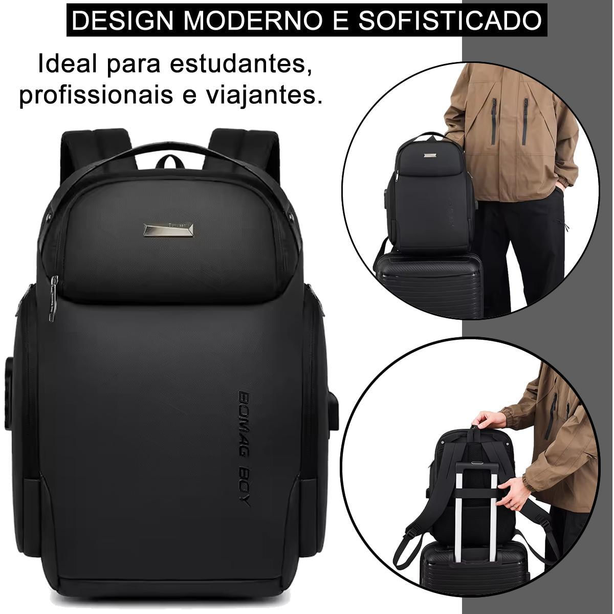 Mochila Antifurto Usb Trava De Zíper Impermeável - Cinza