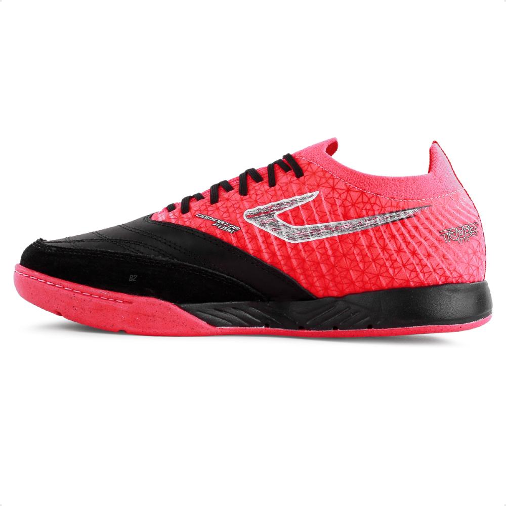 Miniatura Chuteira Futsal Topper Dominator Fuse Unissex Coral / Preto - 39