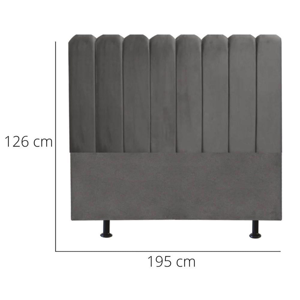 Miniatura Cabeceira Nuvem Cama King 195 Cm Alanis Suede Cinza Escuro