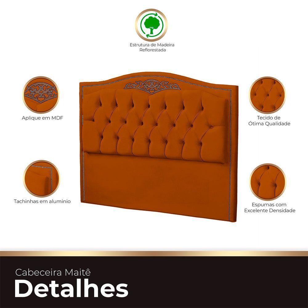Cabeceira Casal Queen Size Estofada Para Cama Box Maitê Veludo Cor Terracota