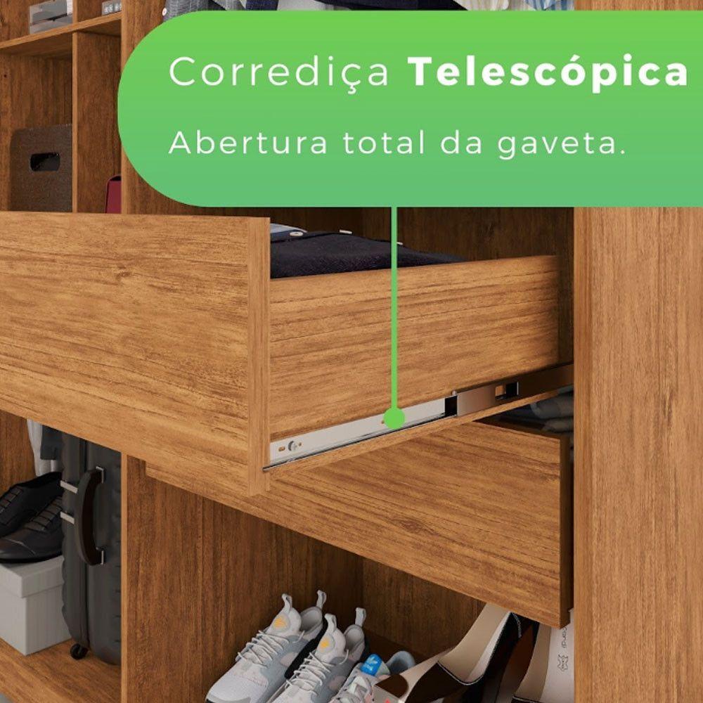 Guarda Roupa 8 Portas Com Espelho 4 Gavetas Milano Imop Móve Cinamomo Com Off White