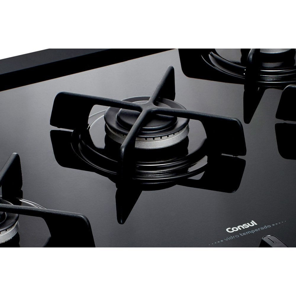 Miniatura Fogão 5 Bocas a Gás de Piso Mesa de Vidro Consul CFS5VAR Inox - Bivolt