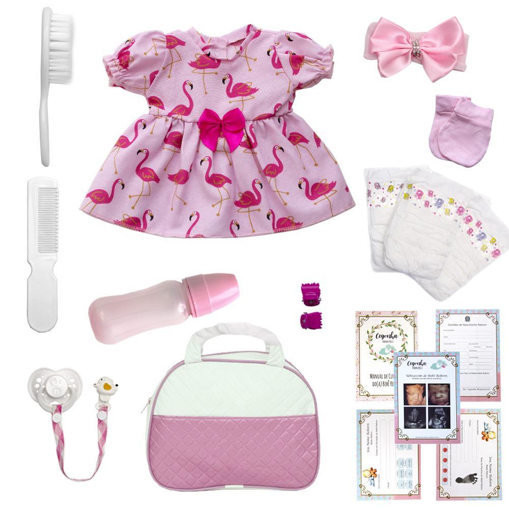 Miniatura Bebe Reborn Realista Menina Loira 20 Itens Bolsa Maternidade