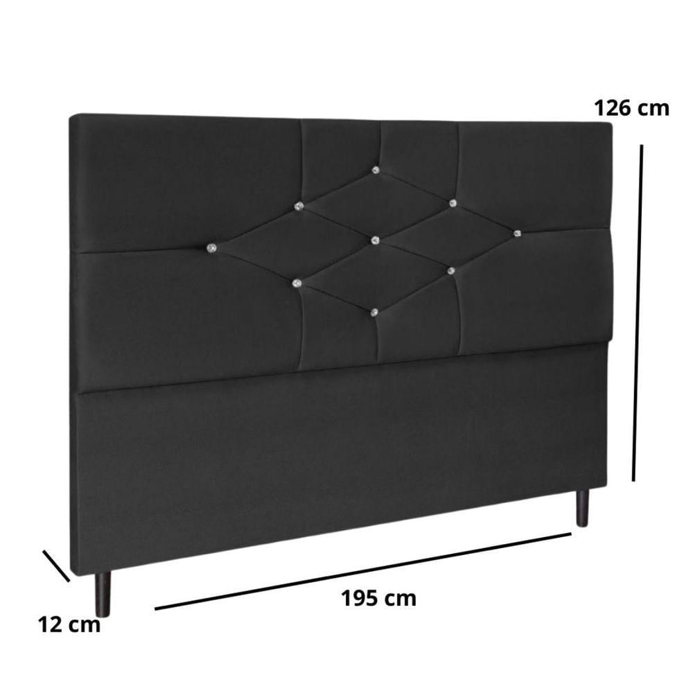 Miniatura Cabeceira Estofada Cama Box King 195 Cm Camboriú Suede Preto